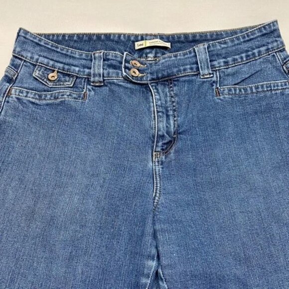Lee Natural Bootcut Jeans Women’s 14 Blue Mid Rise Flap Pockets Stretch Denim - Picture 13 of 13